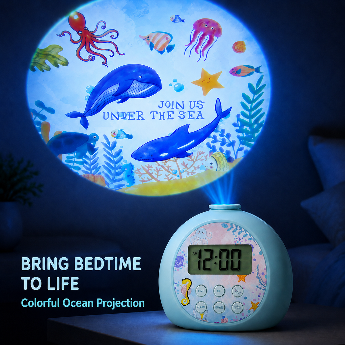 Kids Projection Alarm Clock with Snooze & Custom Dial Design