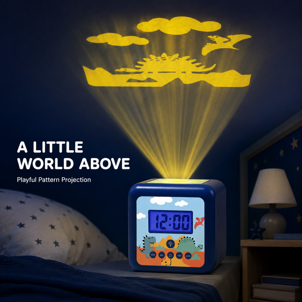 Kids Cube Projection Alarm Clock with Custom Artwork & Snooze