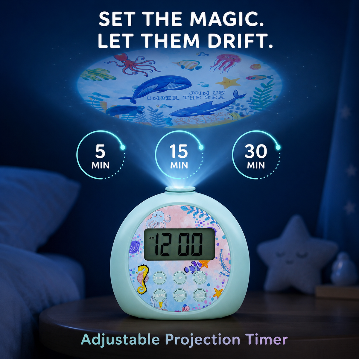 Kids Projection Alarm Clock with Snooze & Custom Dial Design
