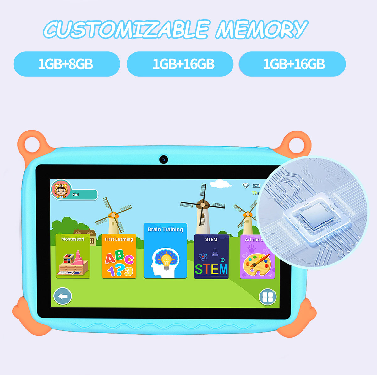 Portable Kids Learning Tablet with WiFi, Touch Screen and Shockproof Case