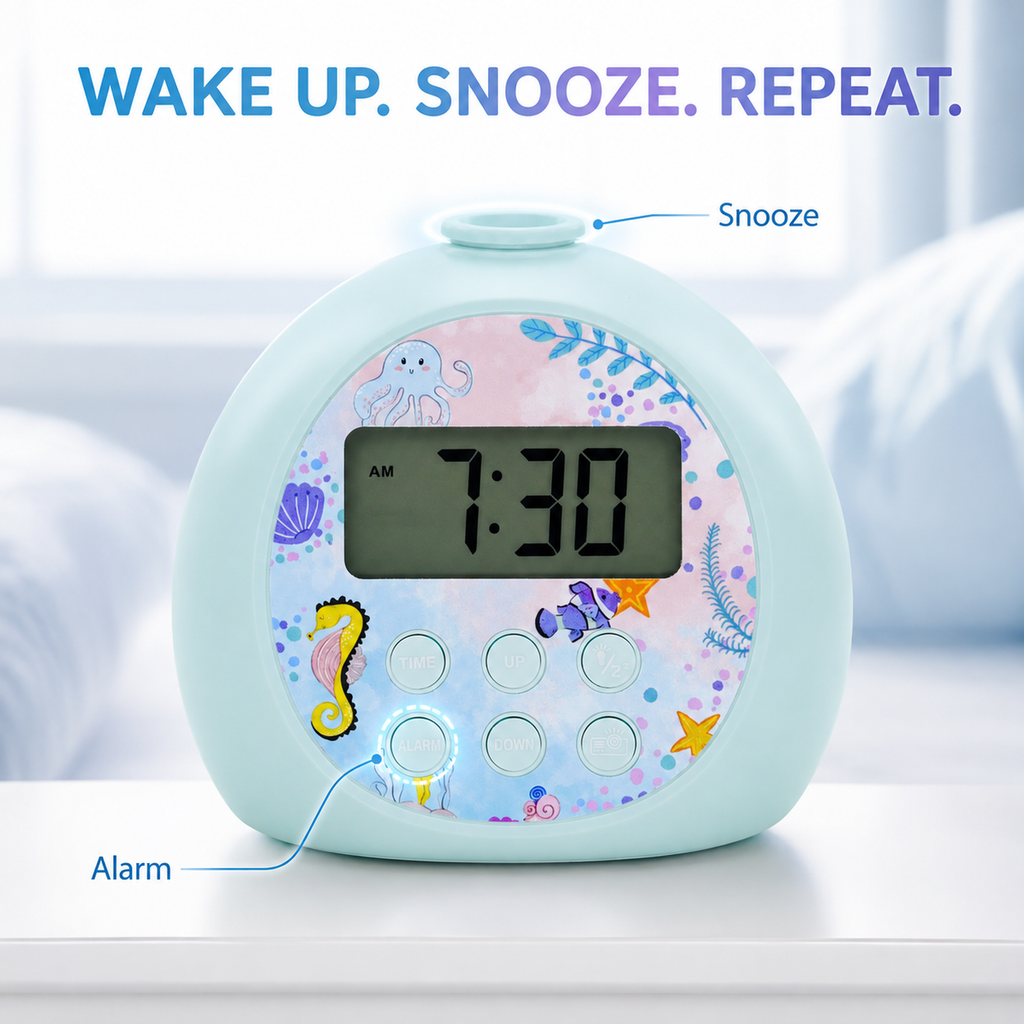 Kids Projection Alarm Clock with Snooze & Custom Dial Design