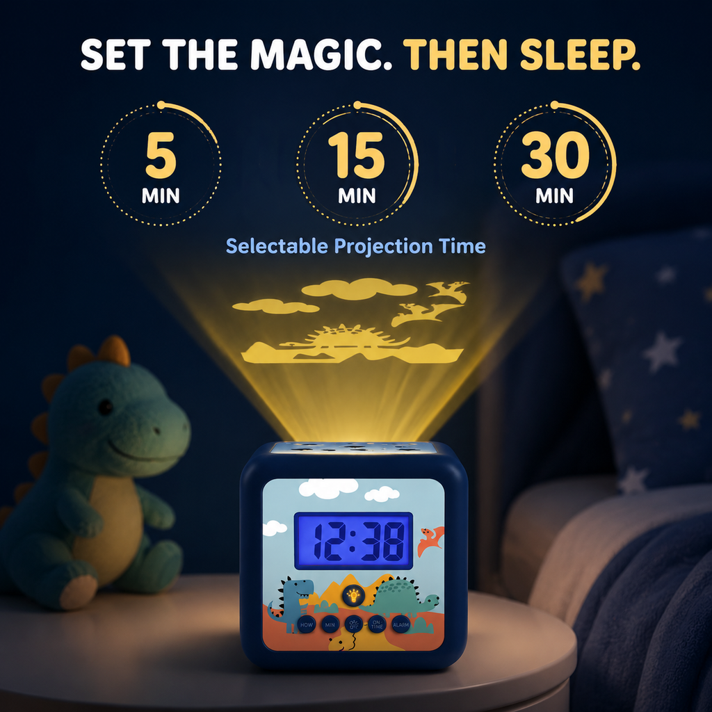 Kids Cube Projection Alarm Clock with Custom Artwork & Snooze