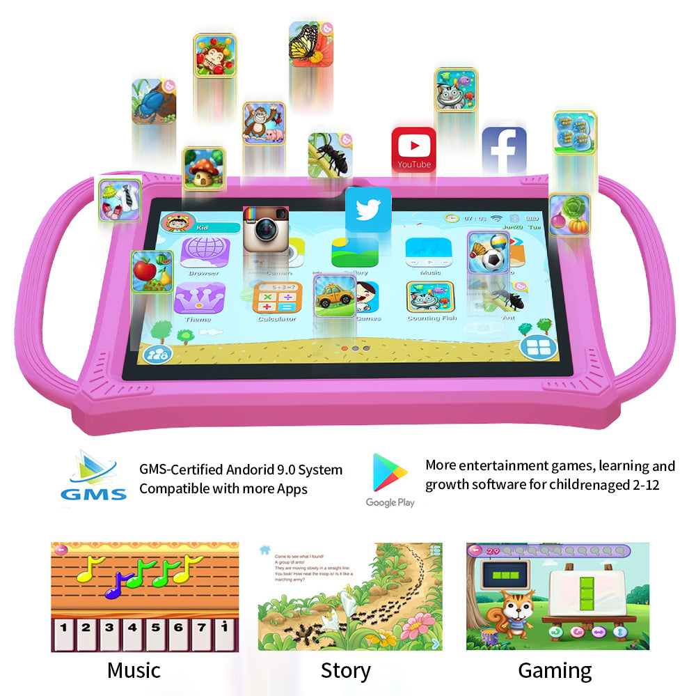 Shockproof Kids Tablet with WiFi, Safe Content and Parent Control Mode