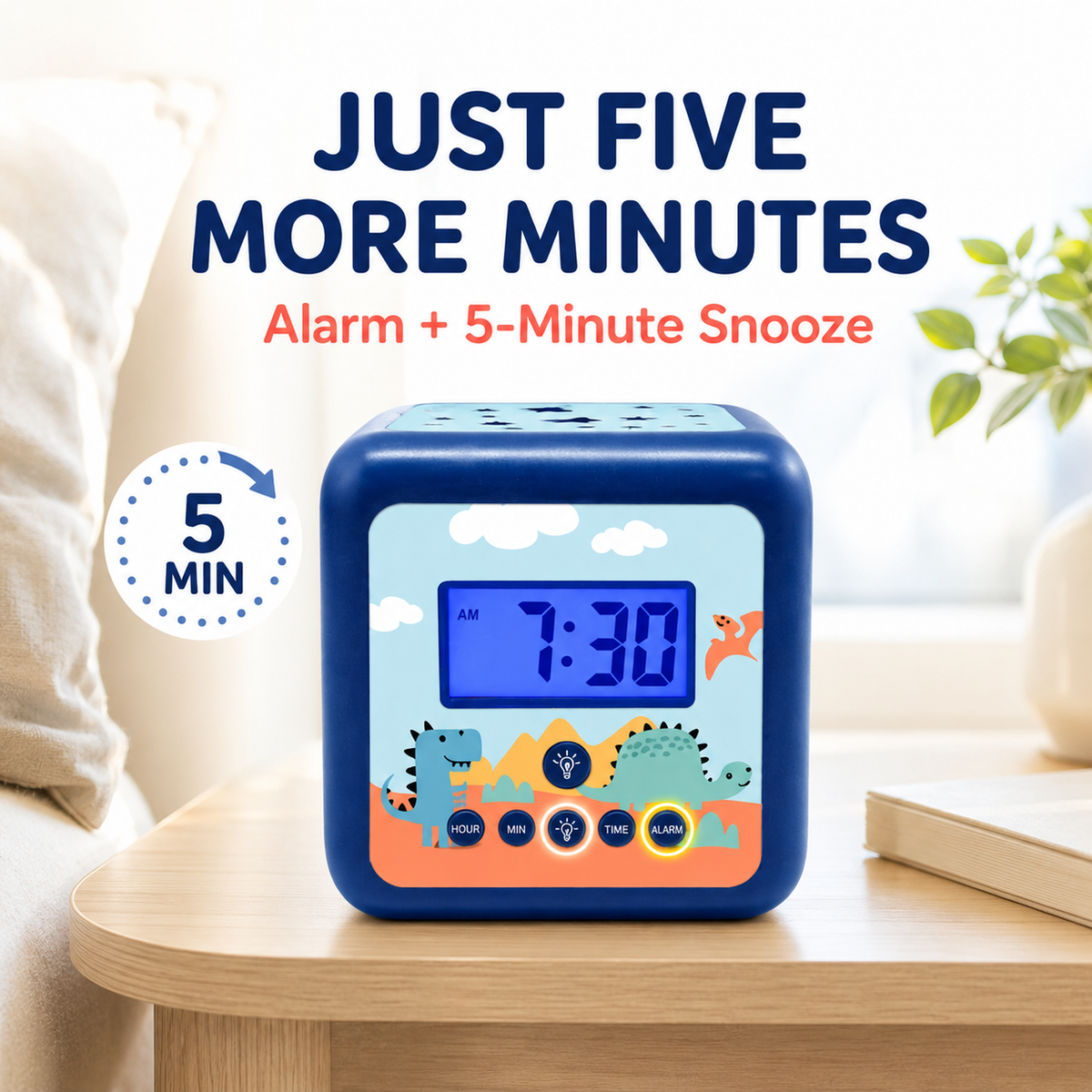 Kids Cube Projection Alarm Clock with Custom Artwork & Snooze