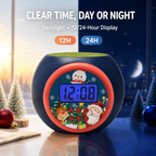 Christmas Projection Alarm Clock with Music, Snooze & Backlight for Kids