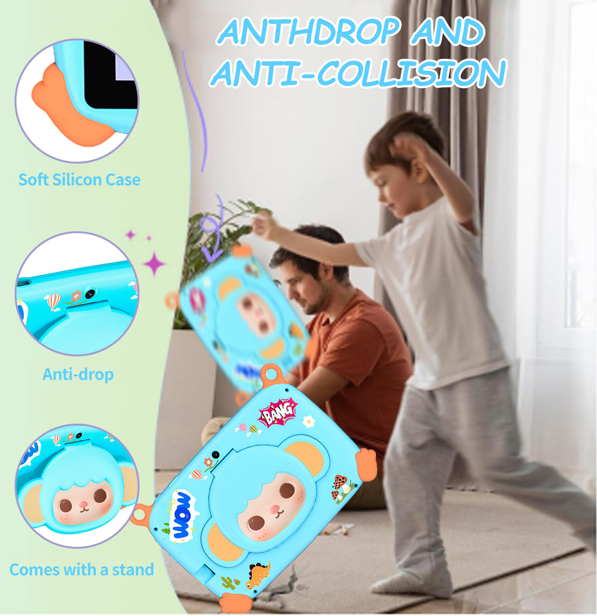 Portable Kids Learning Tablet with WiFi, Touch Screen and Shockproof Case