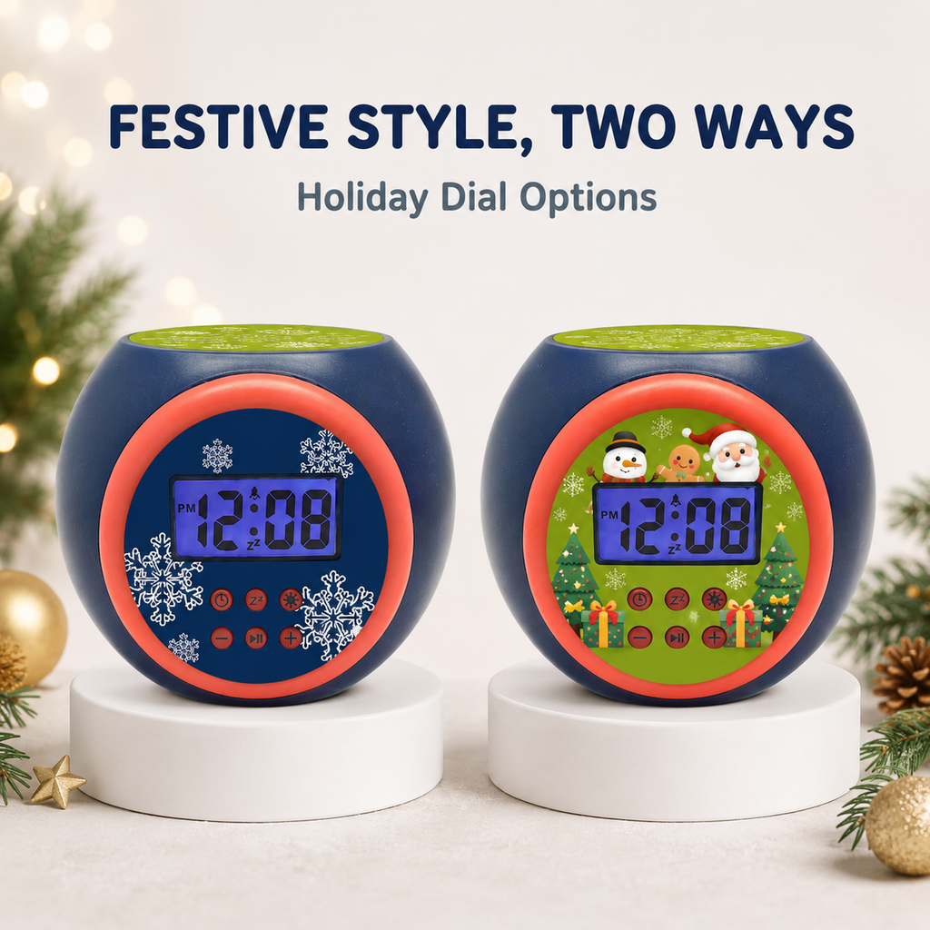 Christmas Projection Alarm Clock with Music, Snooze & Backlight for Kids