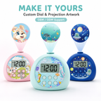 Kids Projection Alarm Clock with Snooze & Custom Dial Design