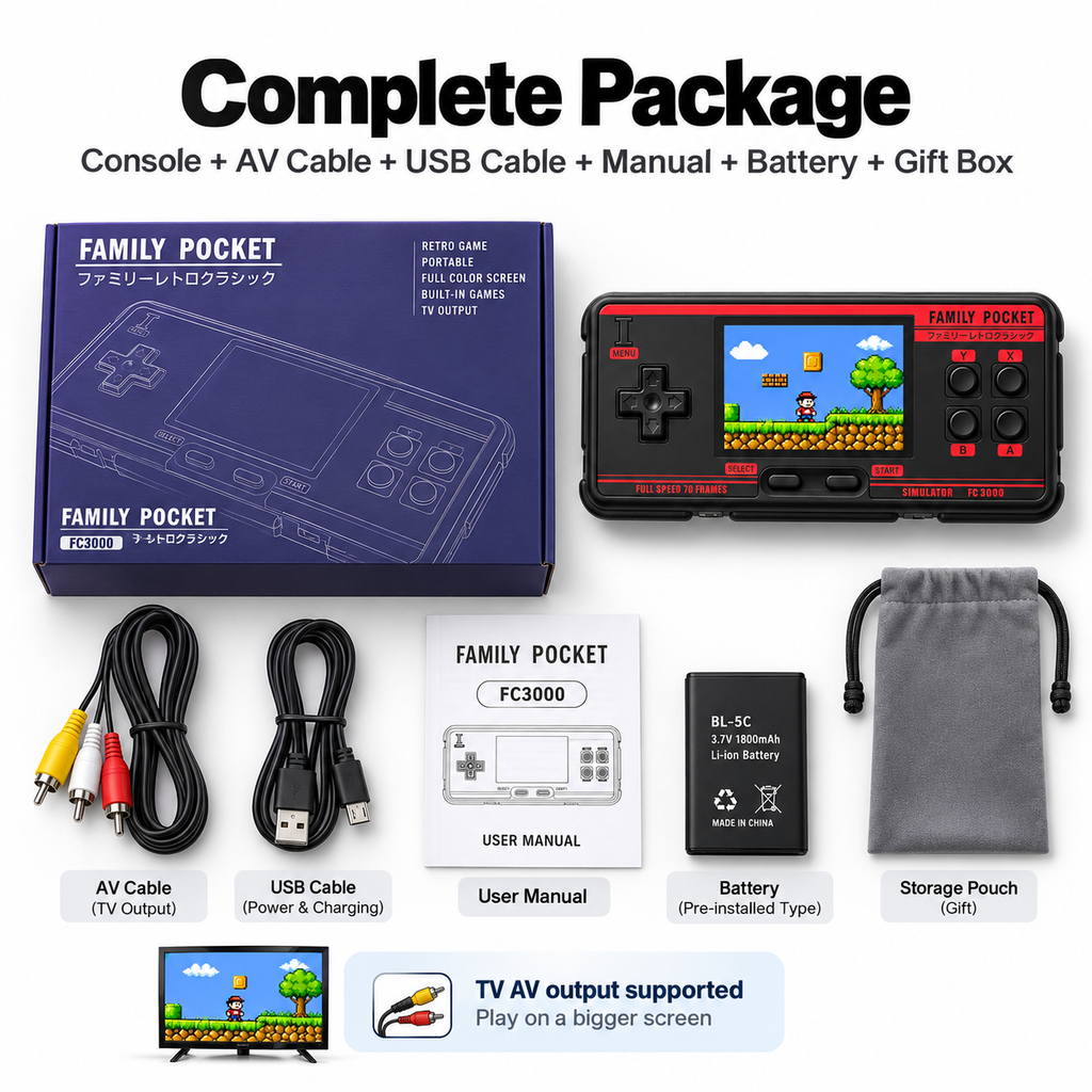 3.0 Inch Retro Handheld Game Console with 5000 Games 16GB AV Output