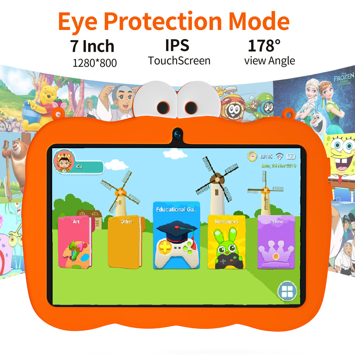 Kids Tablet with Case, Preloaded Learning Apps, Games and Safe Browser