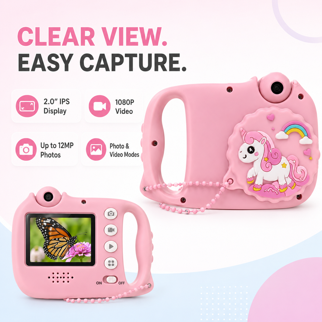 Kids Digital Microscope Camera 1000X with 2.0" IPS Screen Dual Lens | STEM Educational Camera