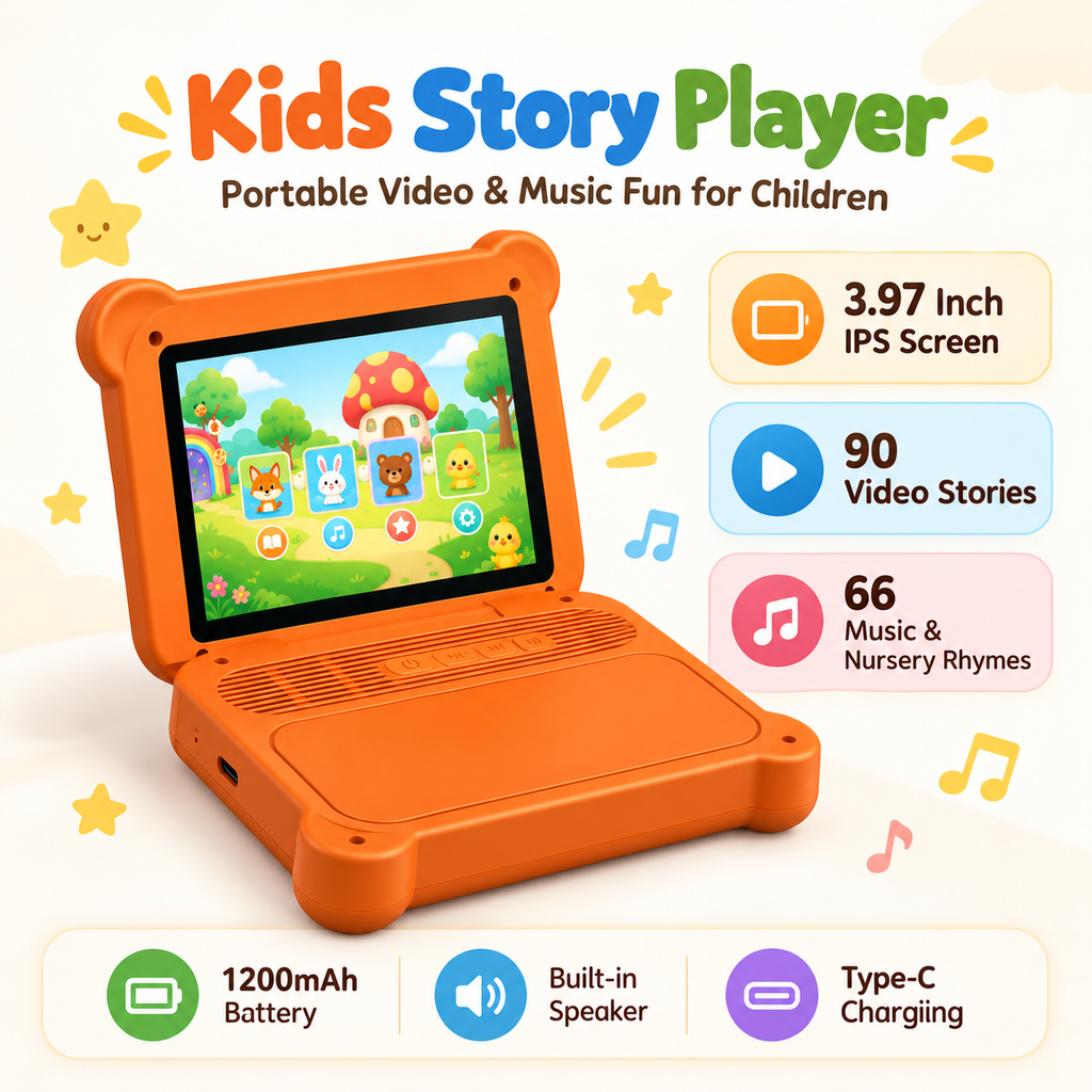 3.97 Inch Kids Video Story Player with IPS Screen MP3 Music & Type-C Charging