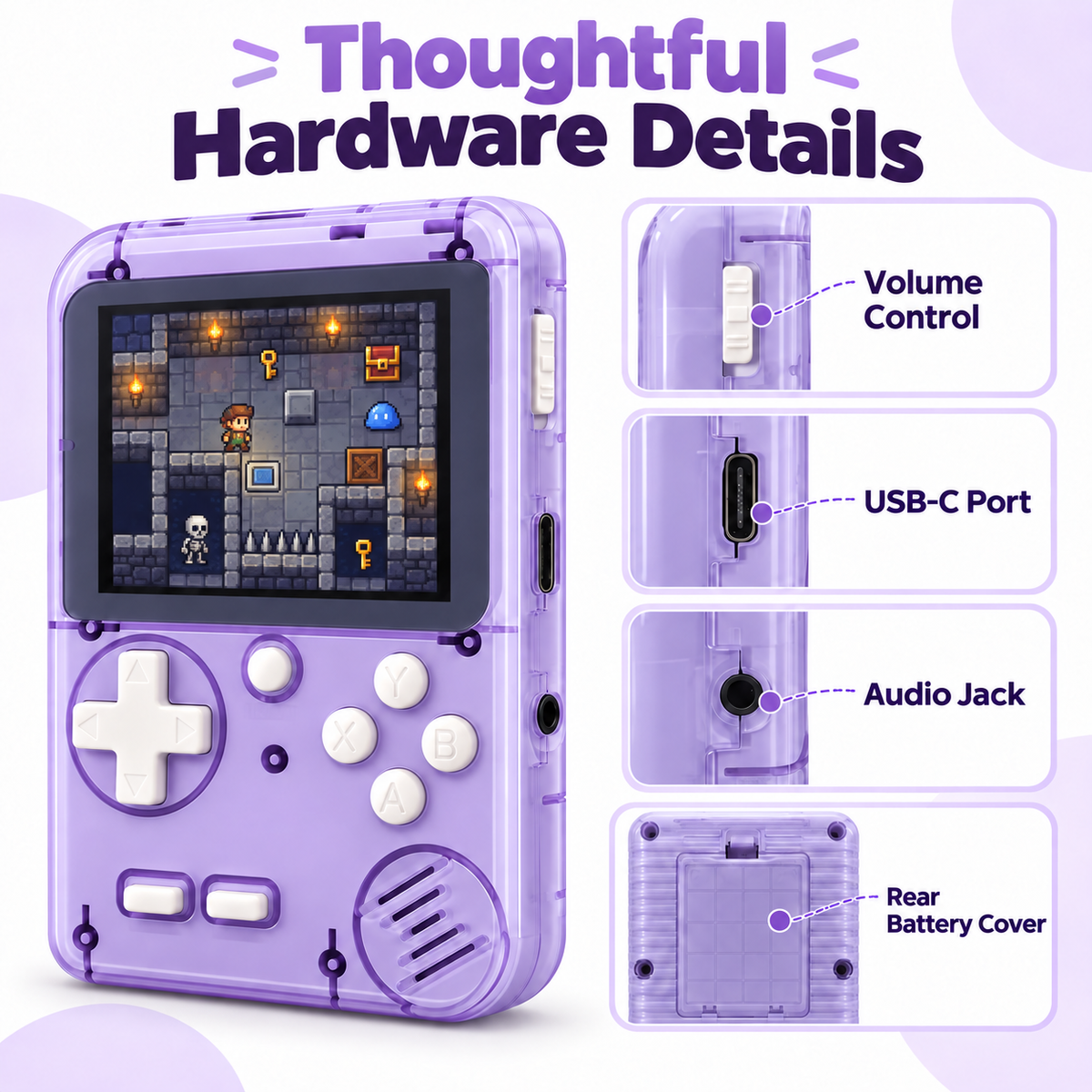 2.8-Inch Retro Handheld Game Console with 400 Built-in Games & Rechargeable Battery