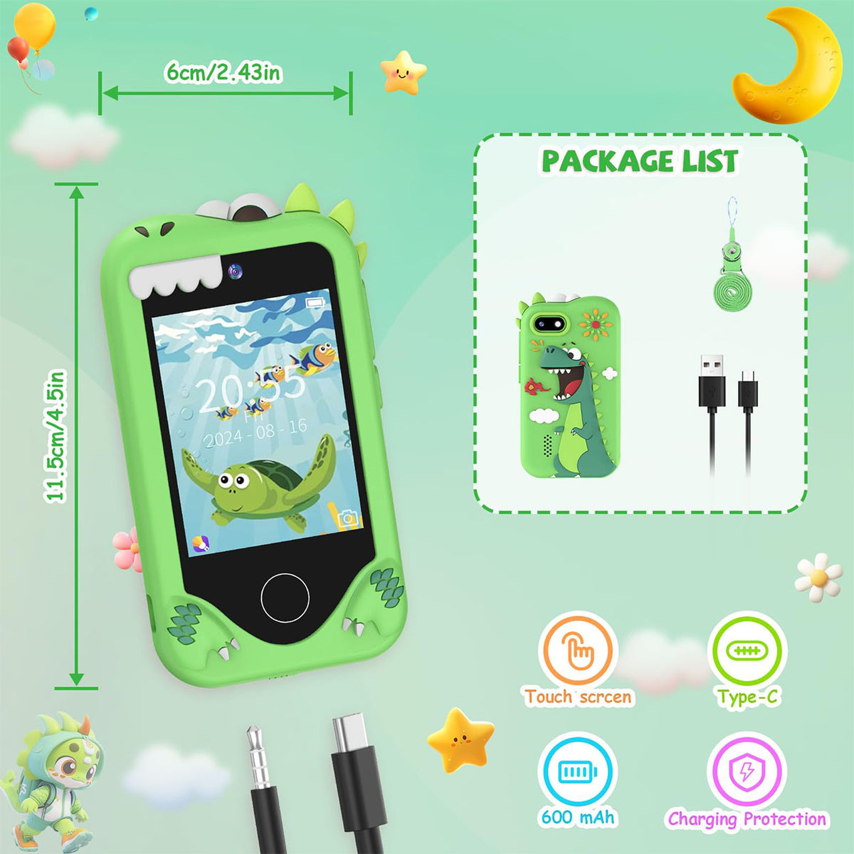 Kids Digital Camera Phone Toy with 2.8 Inch IPS Screen