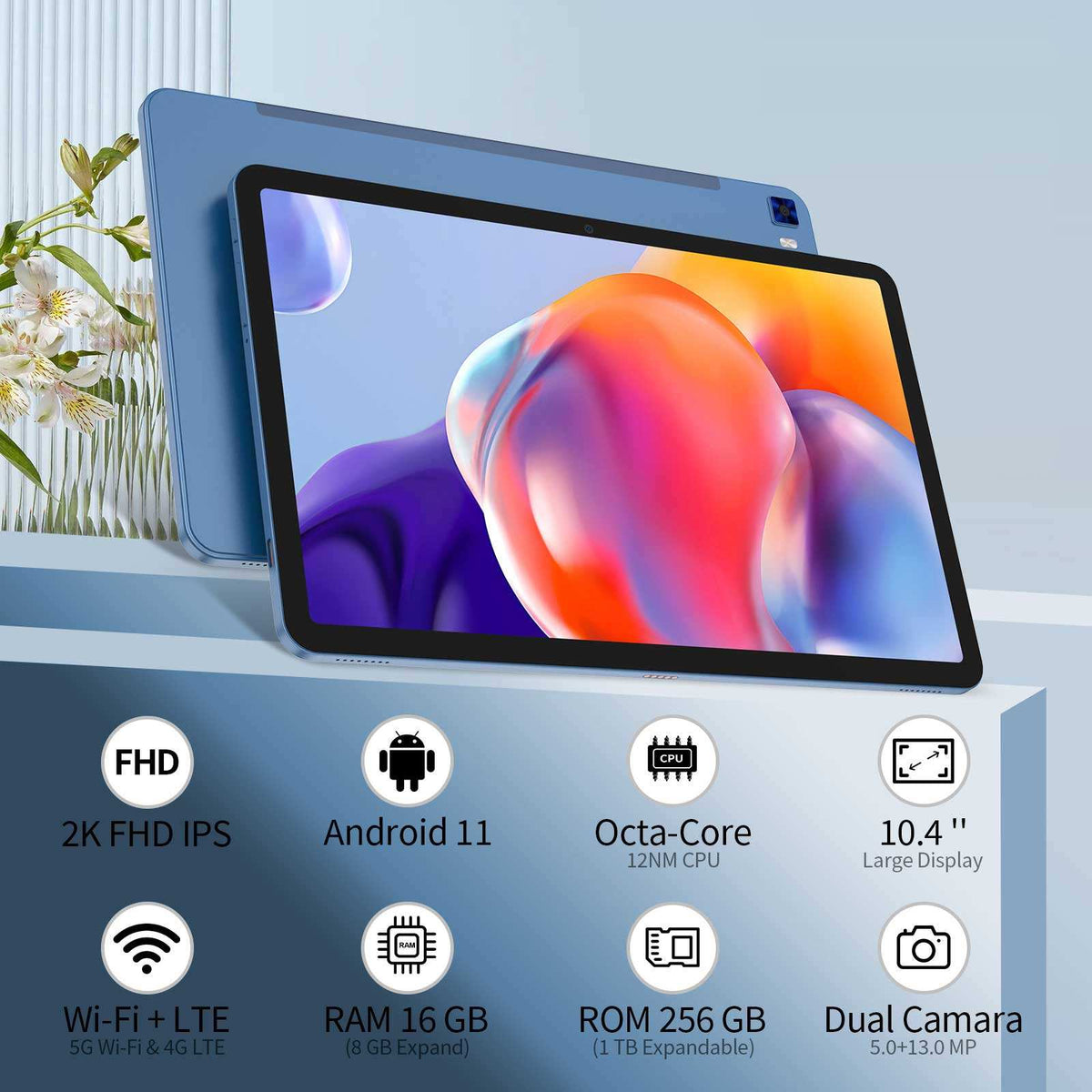 10.1 Inch Android 10.0 4G LTE Business Tablet PC, 3GB RAM + 32GB Storage, IPS Display