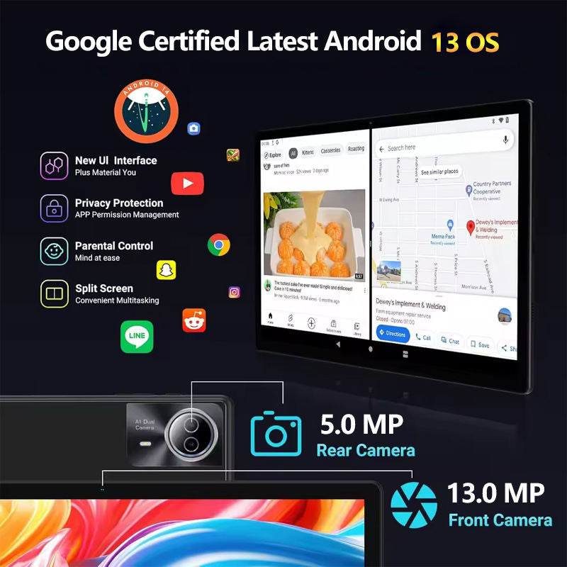 14 Inch Android 13.0 4G LTE Business Tablet PC, 6GB RAM + 128GB Storage, IPS Display