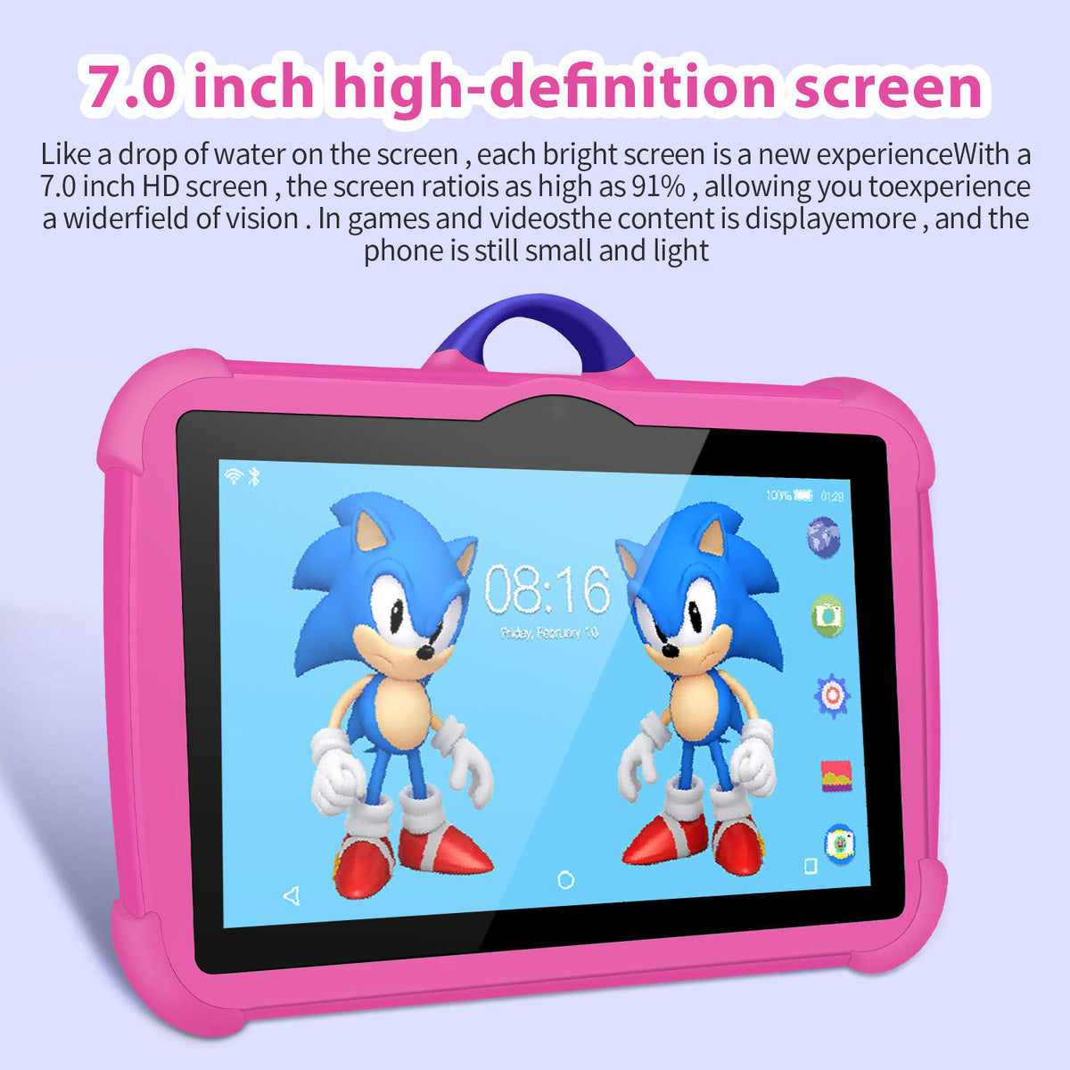 7 Inch Kids Android Tablet, Portable Learning Tablet for Travel and Home