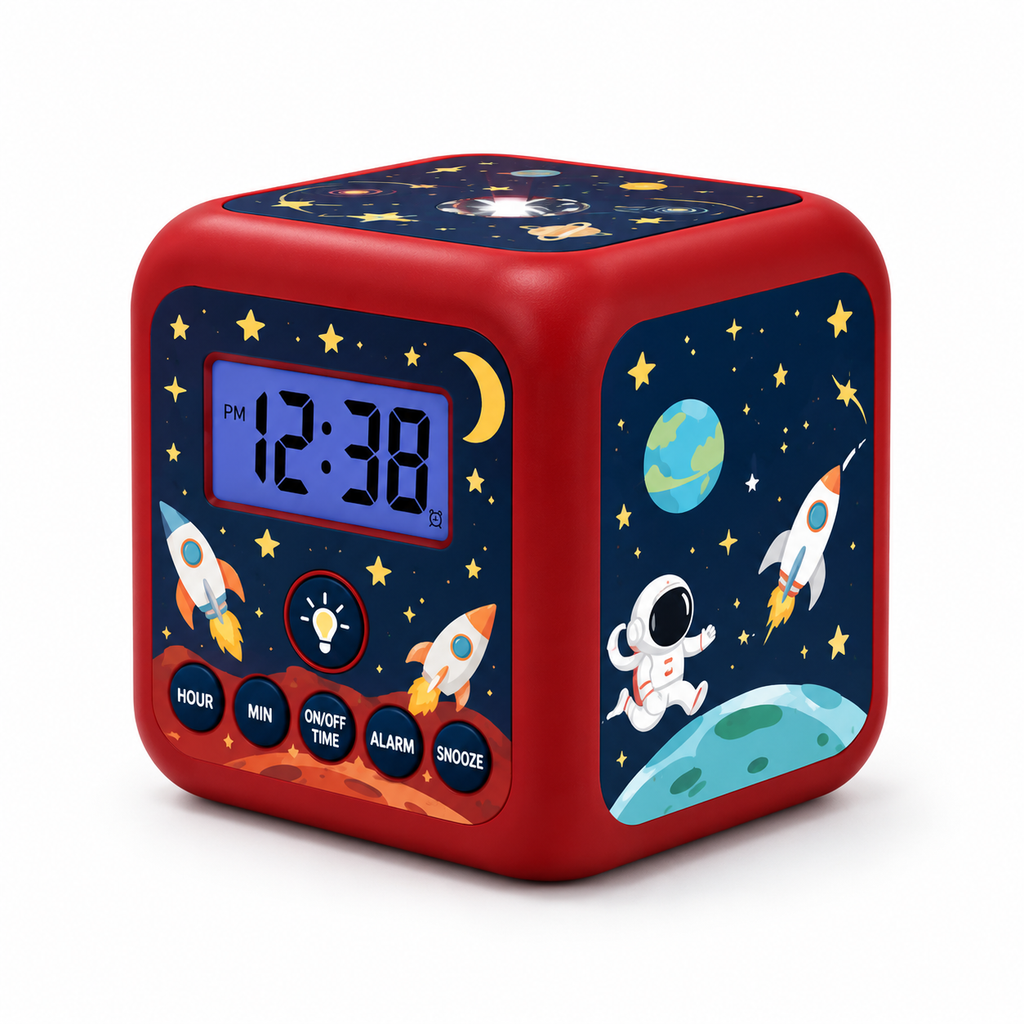 Kids Cube Projection Alarm Clock with Custom Artwork & Snooze