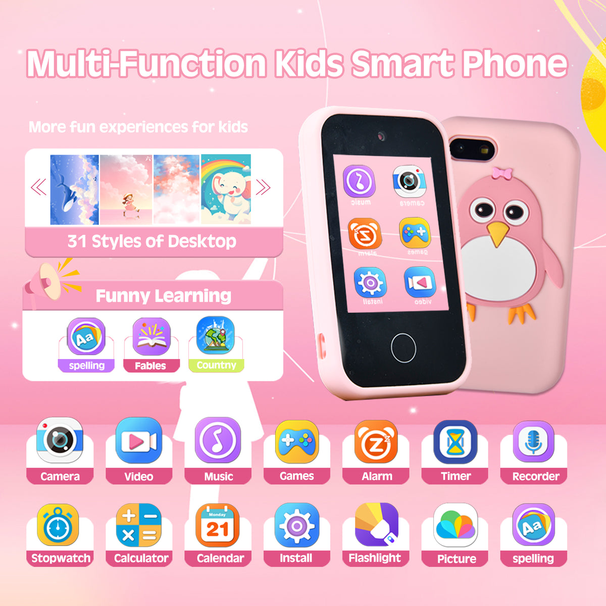 2.8" Kids Digital Camera with Dual Camera & 44 Games