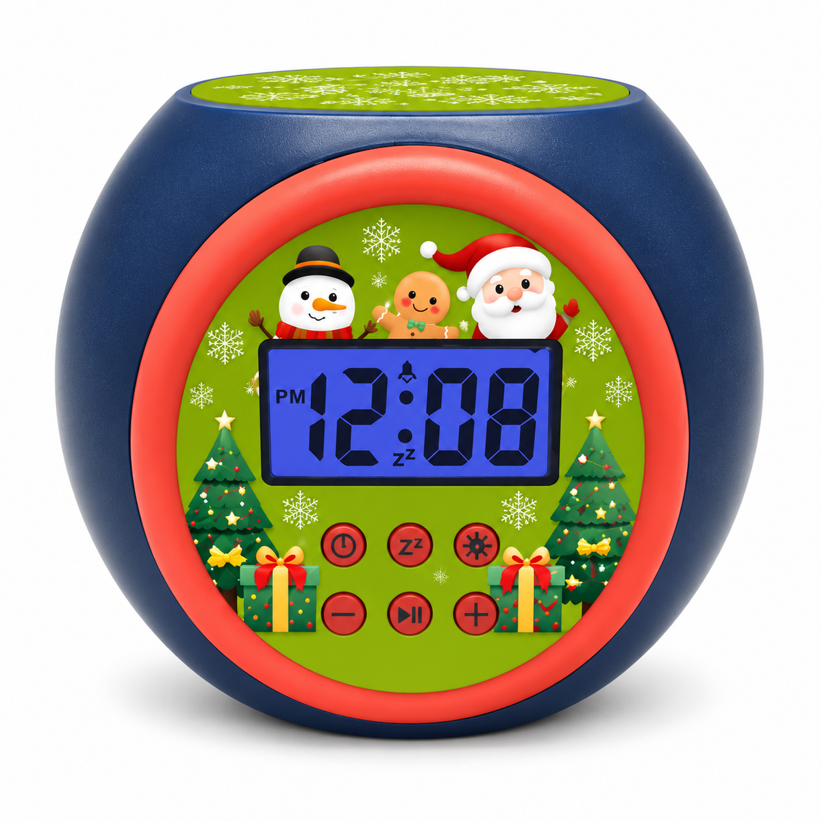 Christmas Projection Alarm Clock with Music, Snooze & Backlight for Kids