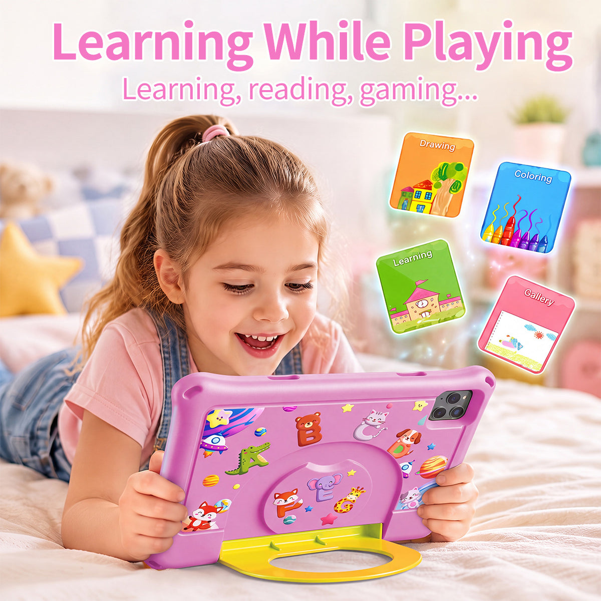 10 Inch Android Kids Tablet with Case, Safe Browser and Educational Games