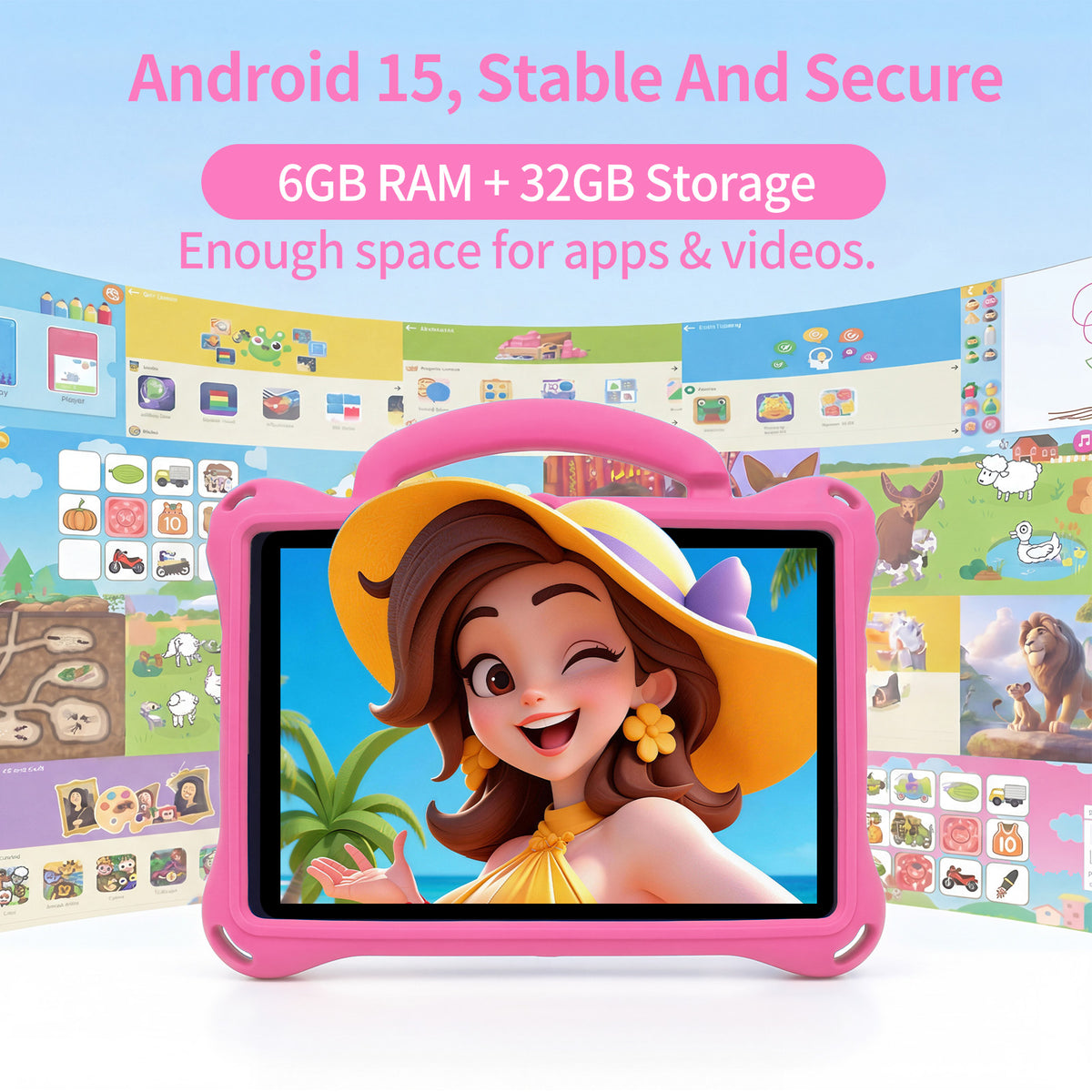 Kids Entertainment Tablet with Android System, WiFi and Shockproof Cover