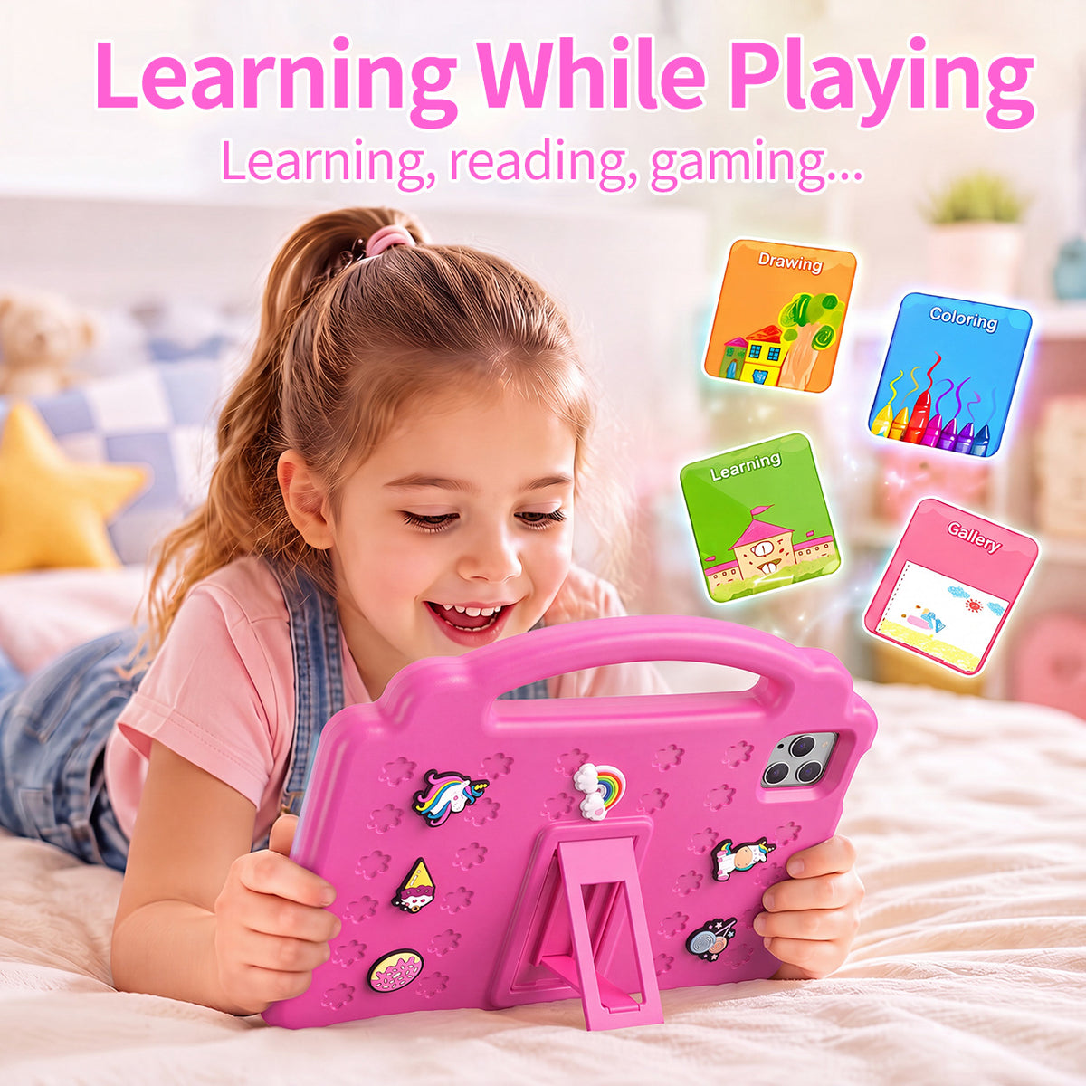 Kids Educational Tablet with Safe Mode, Video Learning and Shockproof Case