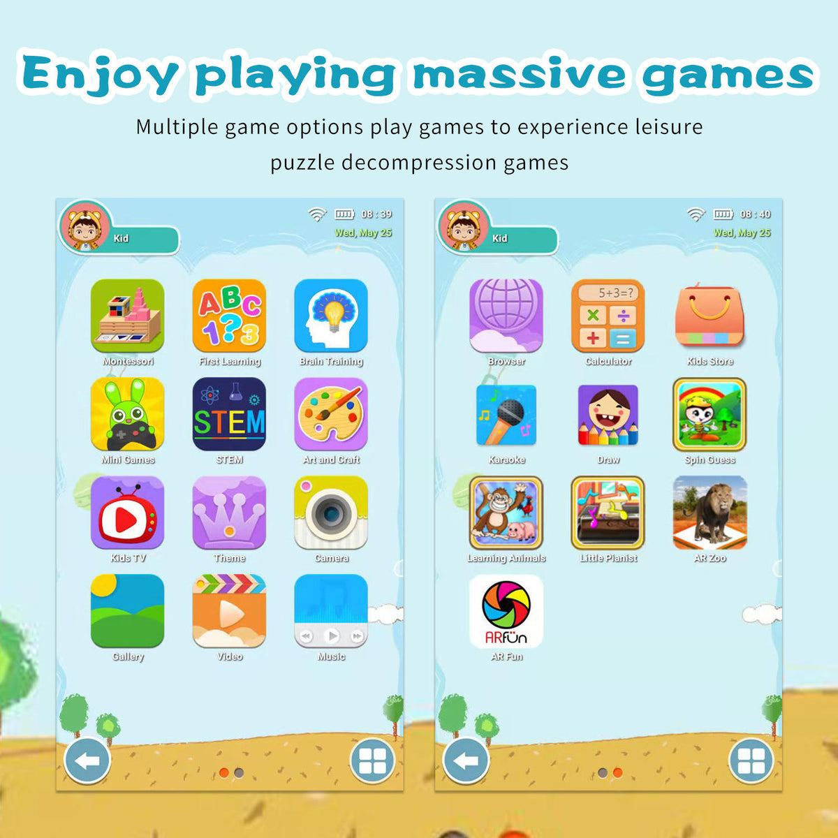 7 Inch Kids Android Tablet, Portable Learning Tablet for Travel and Home