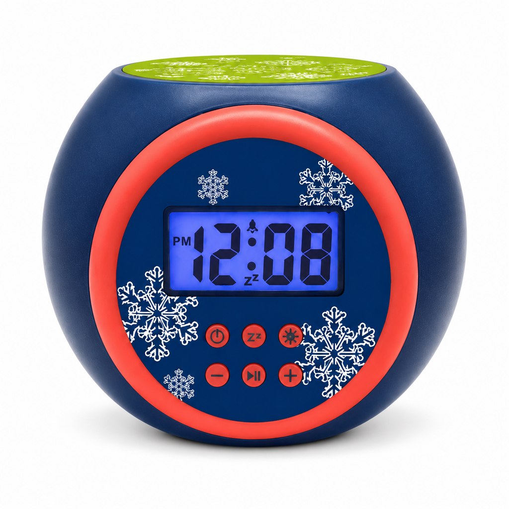 Christmas Projection Alarm Clock with Music, Snooze & Backlight for Kids