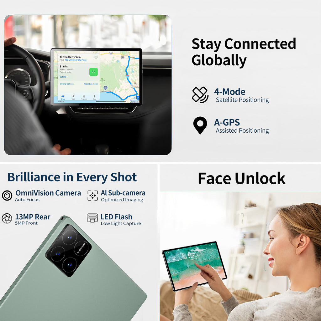 10.1 Inch Android 10.0 4G LTE Business Tablet PC, 3GB RAM + 32GB Storage, IPS Display