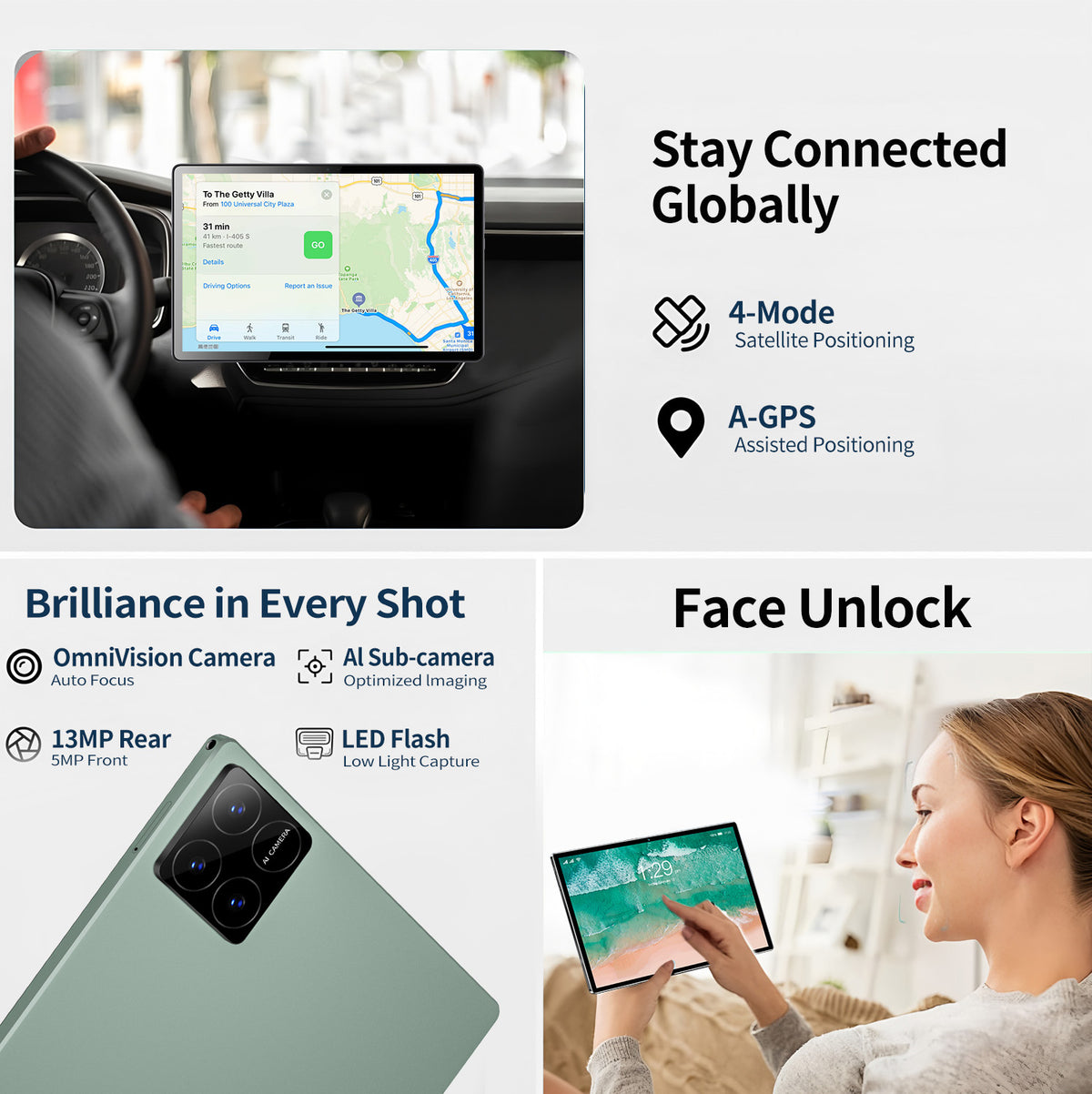 10.1 Inch Android 10.0 4G LTE Business Tablet PC, 3GB RAM + 32GB Storage, IPS Display