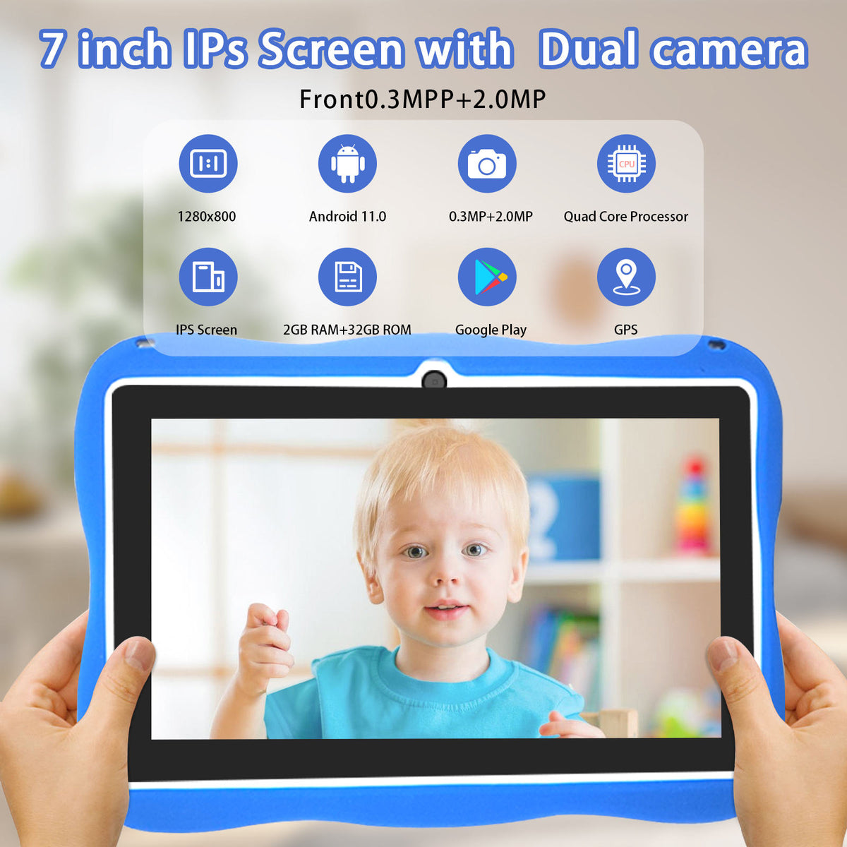 Android Kids Tablet for Ages 3-12, Learning Tablet with WiFi and Parent Controls