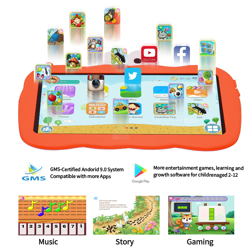 Kids Tablet with Case, Preloaded Learning Apps, Games and Safe Browser