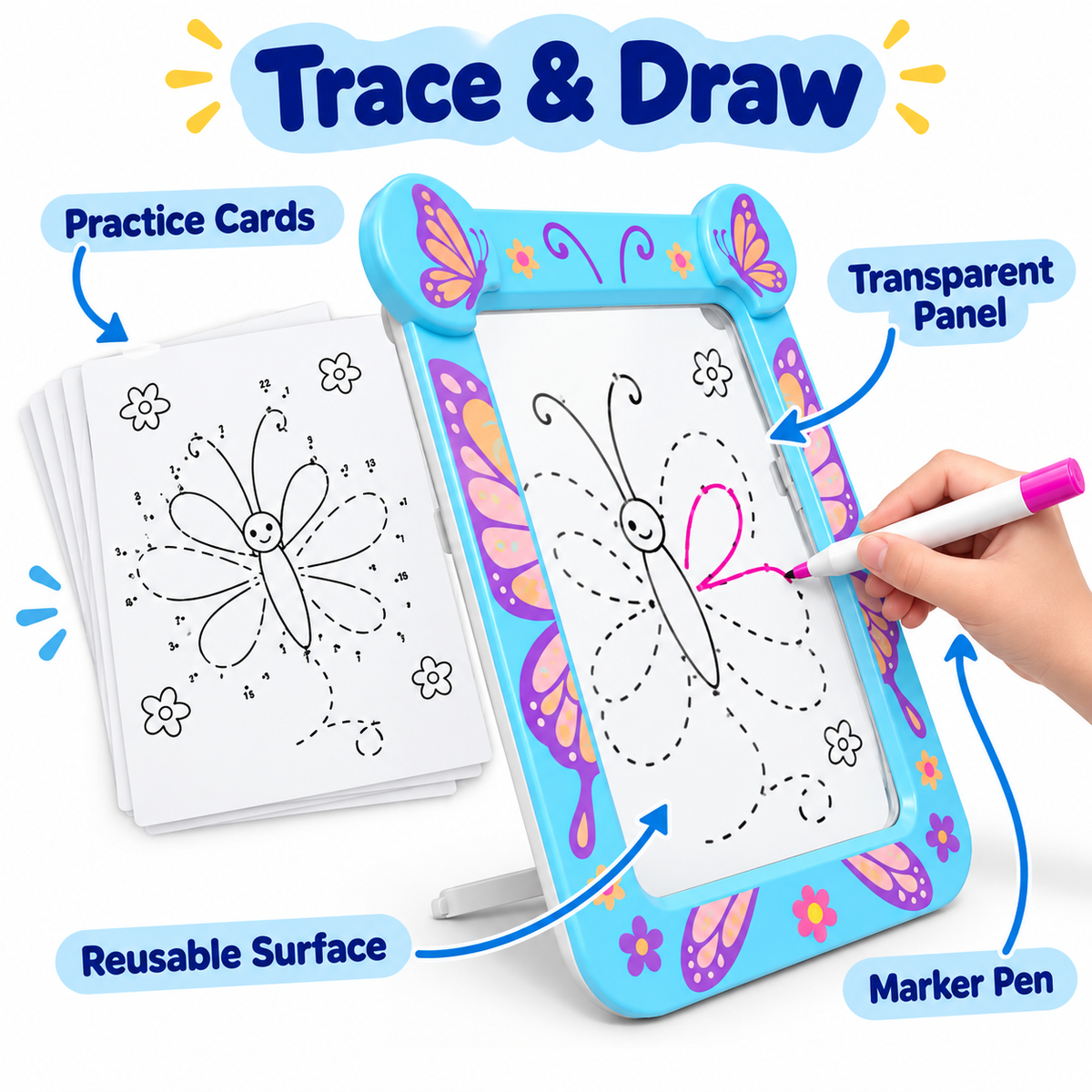 9 Inch Butterfly LED Light-Up Drawing Board for Kids