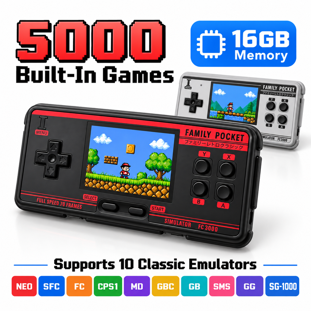 3.0 Inch Retro Handheld Game Console with 5000 Games 16GB AV Output