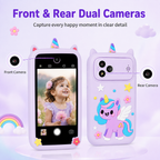 4 Inch Kids Smart Phone Camera Toy with Dual Cameras & AR Games