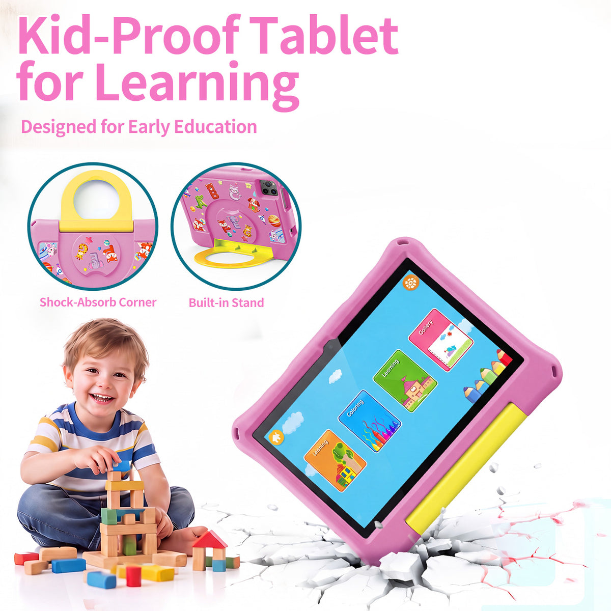 10 Inch Android Kids Tablet with Case, Safe Browser and Educational Games