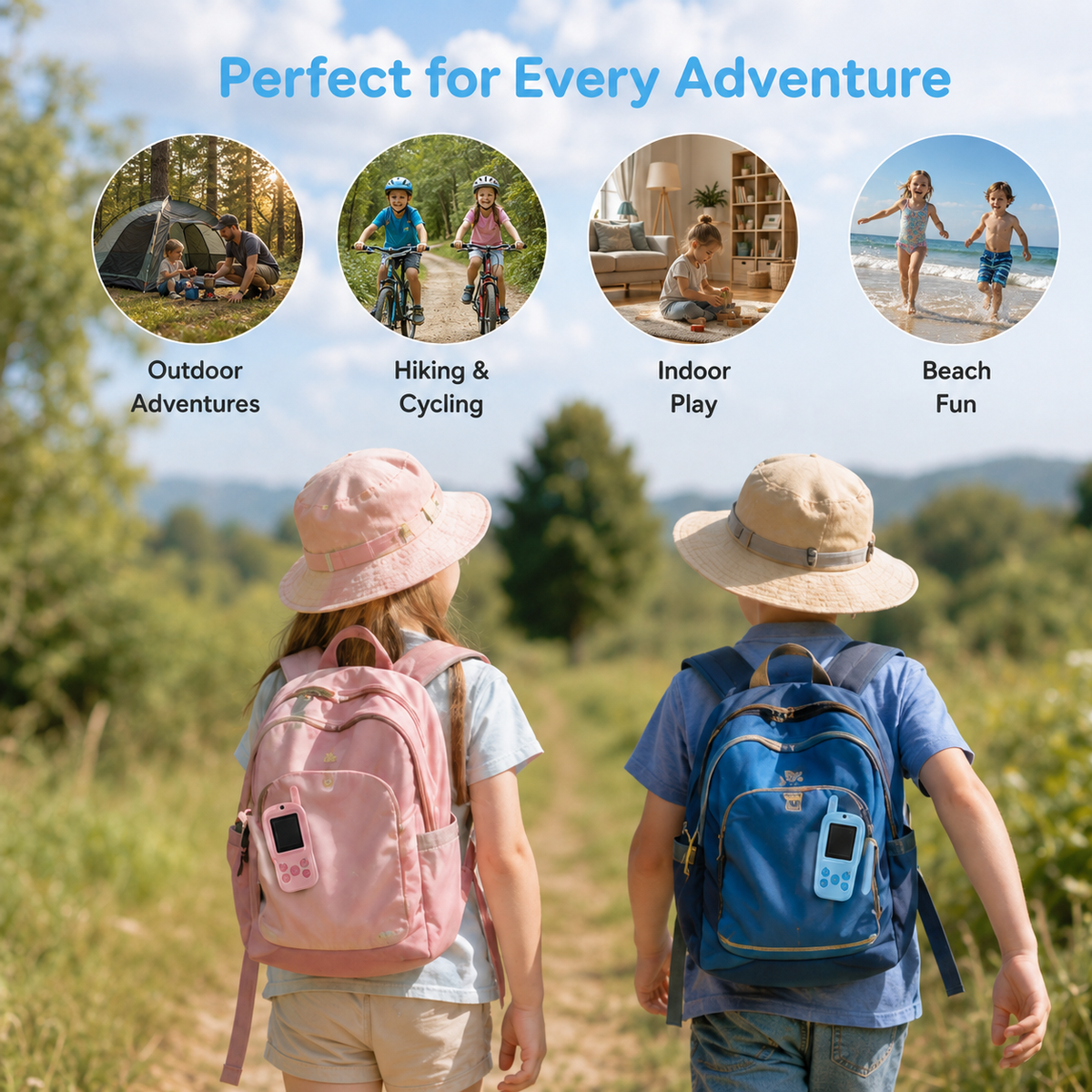 Kids Video Walkie Talkies with Camera, WiFi Photo Sharing & Dual Charging Station - Pink option
