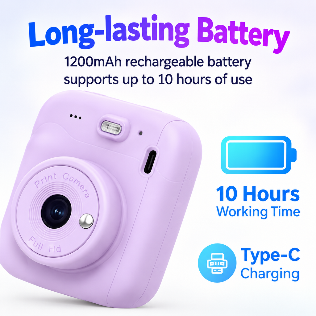 Portable Kids Instant Print Camera with HD Screen