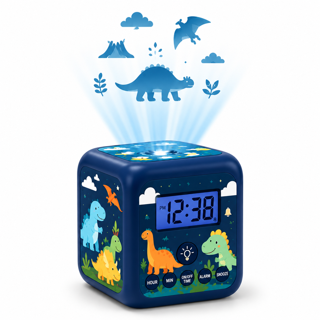 Kids Cube Projection Alarm Clock with Custom Artwork & Snooze