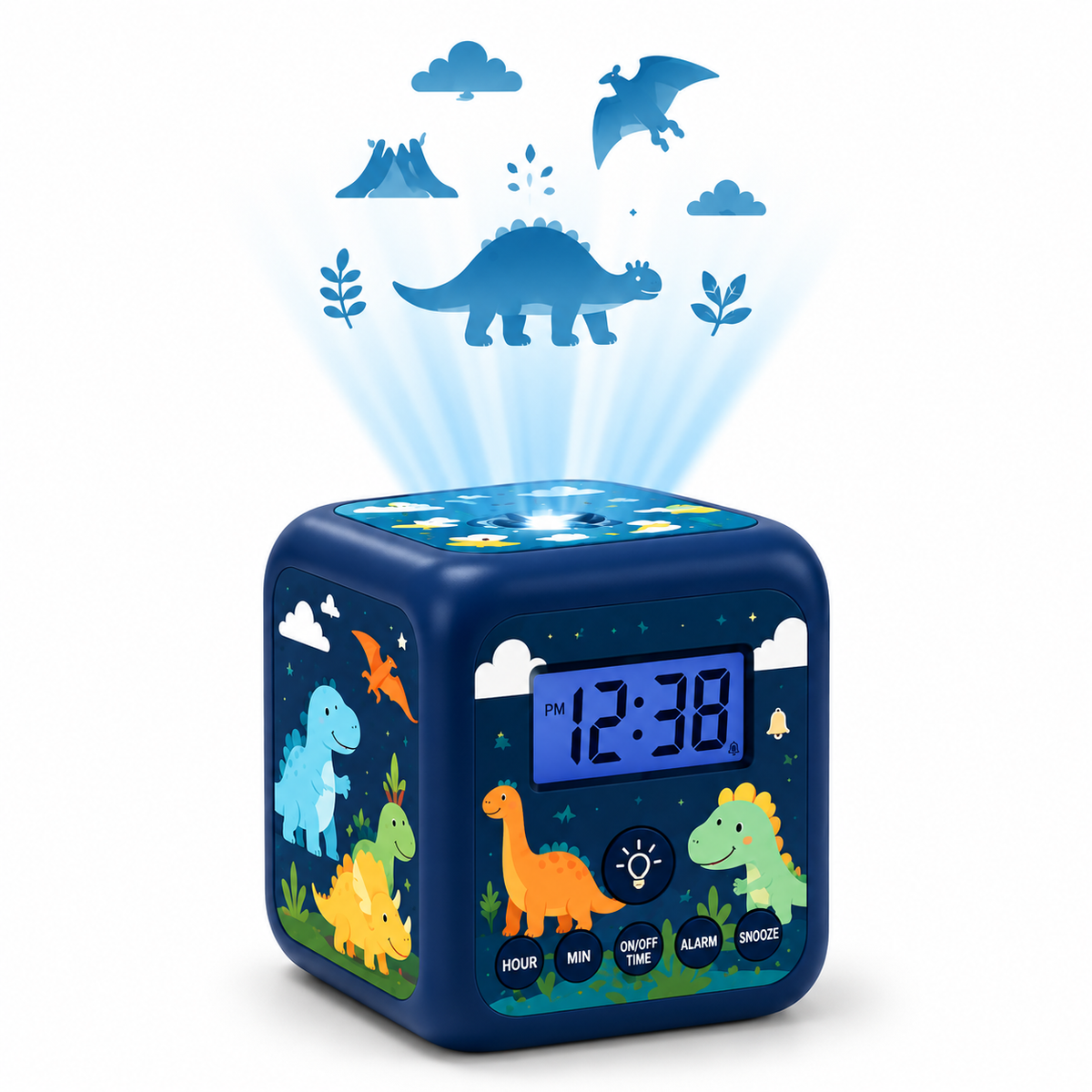 Kids Cube Projection Alarm Clock with Custom Artwork & Snooze