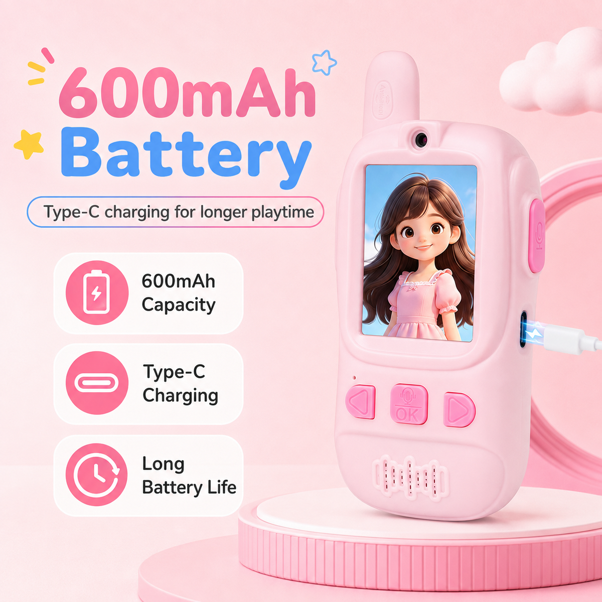 Kids Video Walkie Talkies with Camera, WiFi Photo Sharing & Charging Dock - product detail 4