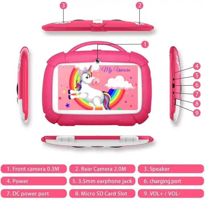 7inch Kids Tablet PC with Cute Doggy Design For Kids Education Pink