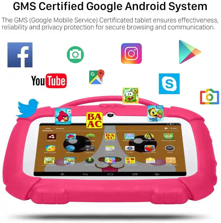 7inch Kids Tablet PC with Cute Doggy Design For Kids Education Pink