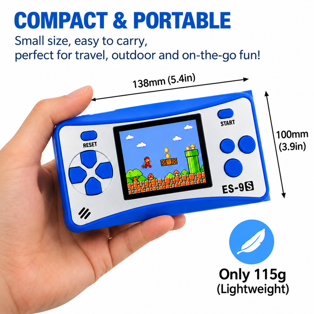 2.5 Inch Classic Handheld Game Console with 182 Built-in Games & AV Outpu