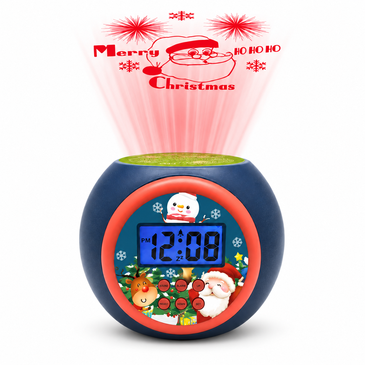 Christmas Projection Alarm Clock with Music, Snooze & Backlight for Kids