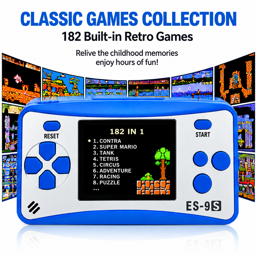 2.5 Inch Classic Handheld Game Console with 182 Built-in Games & AV Outpu
