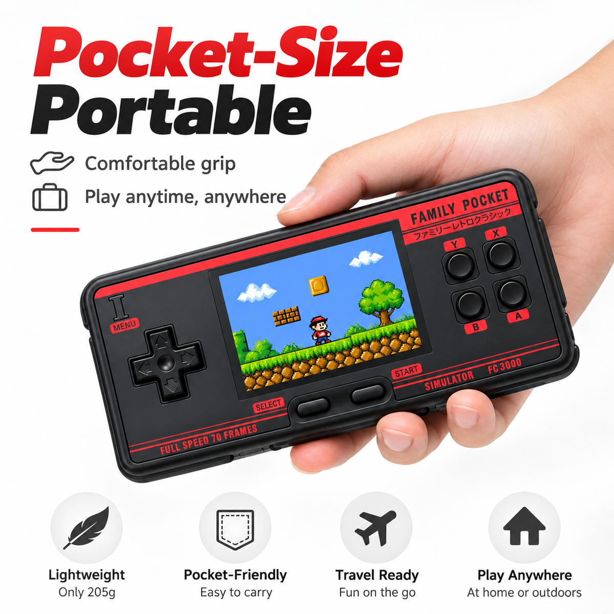 3.0 Inch Retro Handheld Game Console with 5000 Games 16GB AV Output