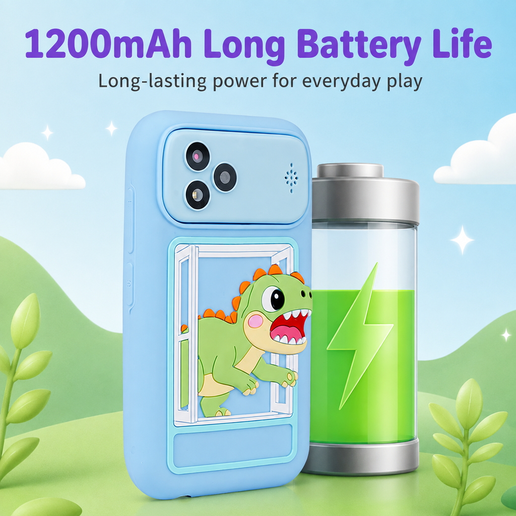 4 Inch Kids Smart Phone Camera Toy with Dual Cameras & AR Games