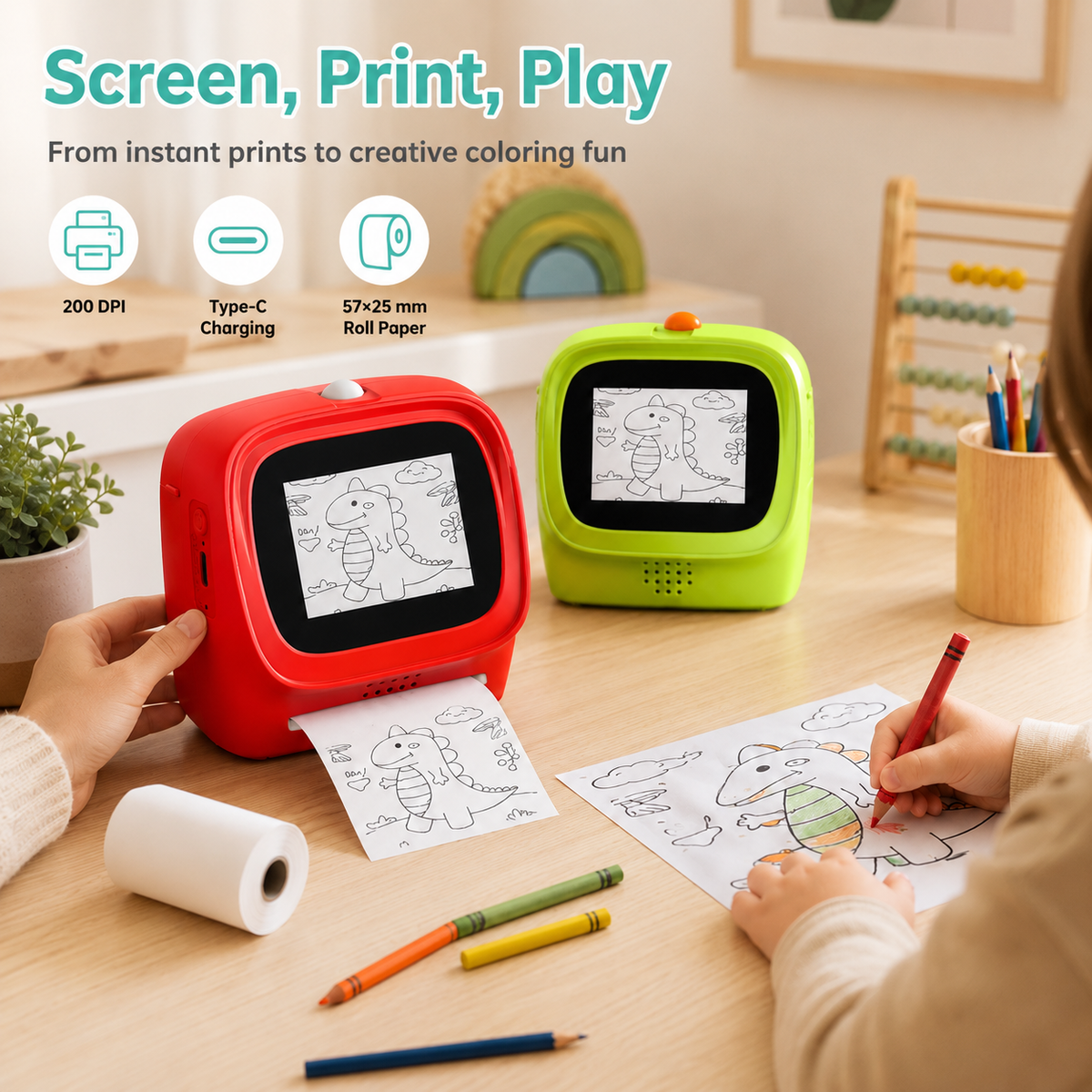 Portable AI Mini Thermal Printer with Voice Control, WiFi & Photo Printing